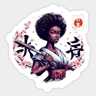 afro girl katana tree zakura Sticker